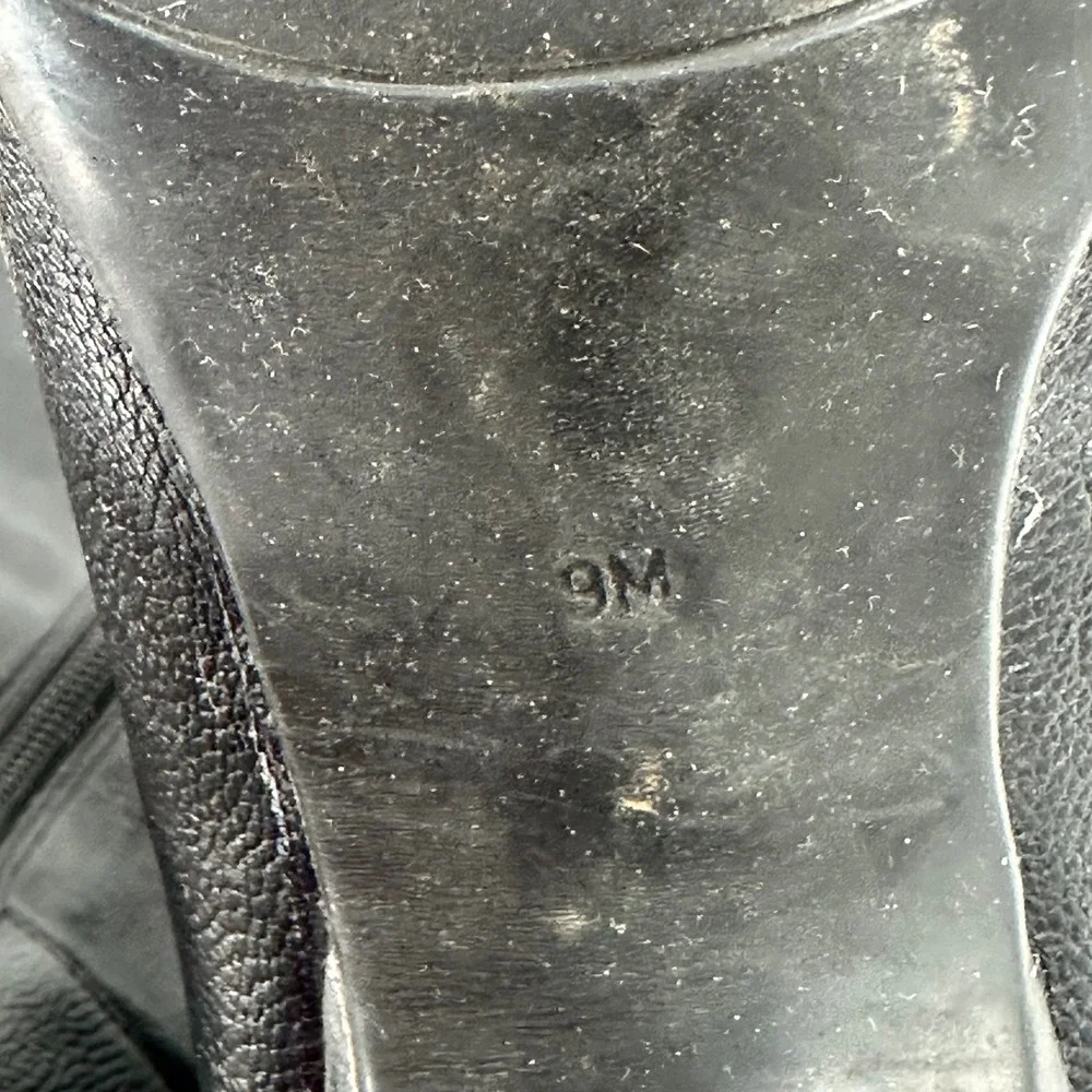 Nine West Womens Black Mid Calf Stiletto Boots Harness‎ Strap Studded 9M Grunge
